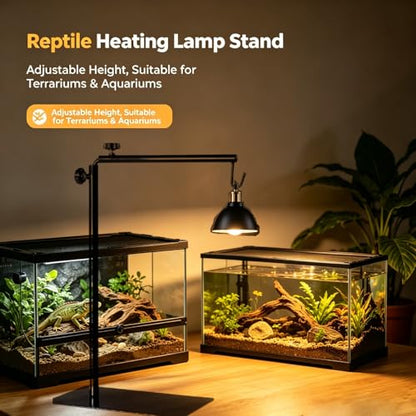 BETAZOOER Reptile Lamp Stand Adjustable 15-31 Inch Floor Light Holder Lamp Hanging Bracket Metal Support for Reptile Glass Terrarium Heating Light - size: Small (Pack of 1)