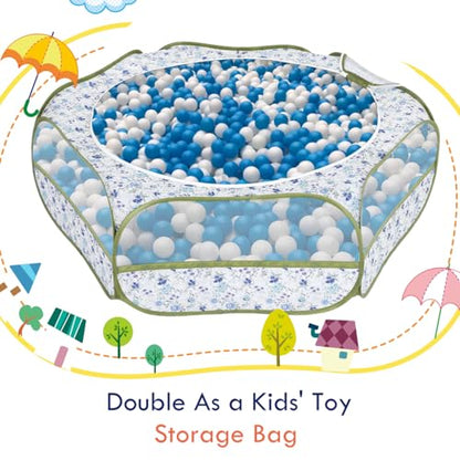 Pawaboo Small Animals Playpen, Waterproof Small Pet Cage Tent with Zippered Cover, Portable Outdoor Yard Fence with 3 Metal Rod for Chick/Kitten/Puppy/Guinea Pig/Rabbits/Hamster, Blue + White Flower - color: Blue + White Flower