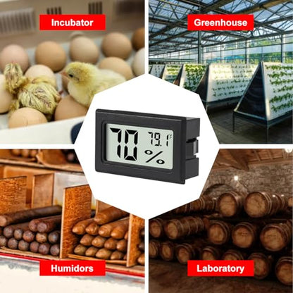3Pcs Mini Digital Thermometer Hygrometer Electronic Temperature Humidity Gauge Meters Indoor LCD Display Fahrenheit for Greenhouse,Garden,Car Cellar and Office - color: Black-3PCS