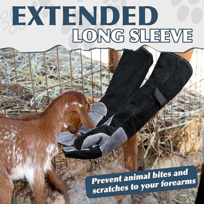 HANDLANDY Animal Handling Gloves, Bite-Proof, Scratch-Resistant, Pet Gloves for Dogs, Cats, Falconry, Gardening - color: Black Gray, size: 24 Inches
