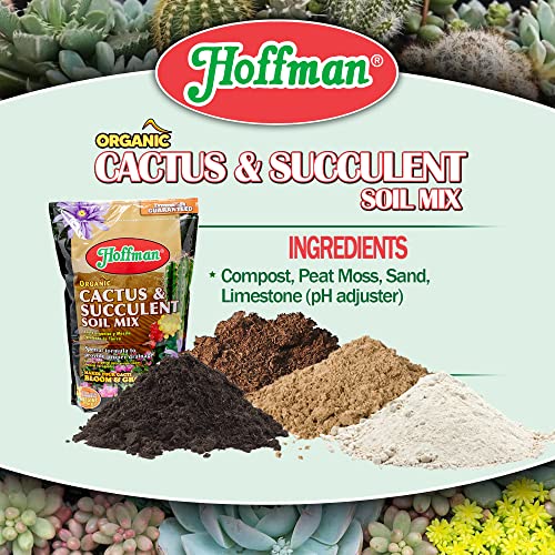 Hoffman 10410 Organic Cactus and Succulent Soil Mix, 10 Quarts, 4 Pack