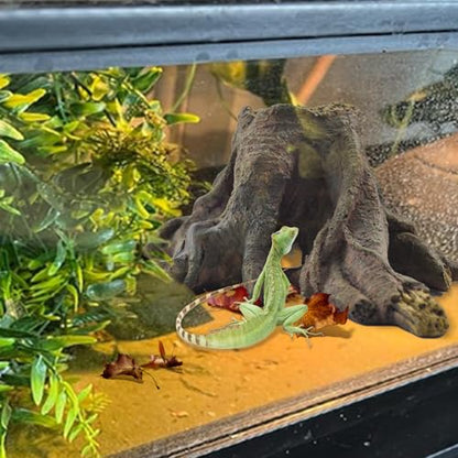5 PCS Tank Accessories for Bearded Dragon Include Resin Hollow Tree Root Reptile Habitat Hideout Decor Hanging Jungle Vines Flexible Leaves Climbing Decorations for Lizard Gecko Chameleon Spider