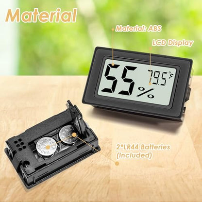 12 Pack Mini Digital Hygrometer with High-Precision Sensor, Temperature and Humidity Monitor for Home, Humidors, Accurate Indoor Humidity Gauge (℉) for Greenhouse