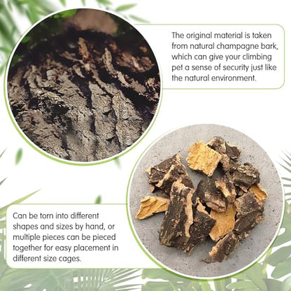 kathson 2PCS 15.7"L x 11.8"W Cork Tile Background Bark Reptile Tank Background Terrarium Backdrop Wall Decor Natural Reptile Climbing Mat for Spider Gecko Lizard Chameleon Bearded Dragon Turtle Snake