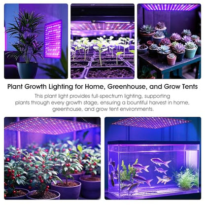 2 Pack LED Grow Light Panel 200W Lamp for Indoor Plants, Full Spectrum with White Blue Red UV IR LEDs for 4x4ft Coverage Grow Tent Greenhouse Veg and Bloom Seedlings Hydroponics - color: Full Spectrum