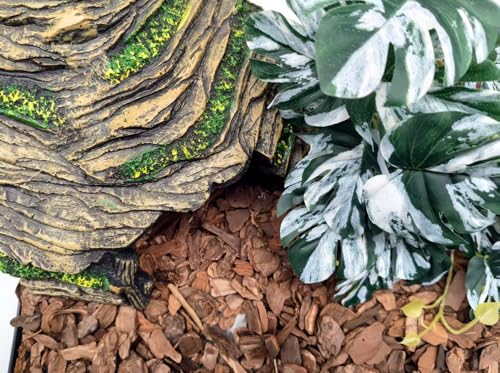 Reptile Hide Terrarium Decor Resin Reptile Hideouts Cave Habitat Decor for Gecko Leopard Lizards Turtle (Medium-A) - size: Medium-A
