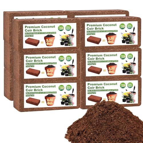 Organic Coco Coir 12 Pcs Compressed Coconut Coir Bricks Coconut Fiber Husk Substrate Mulch Coconut Bark Core Growing Medium Peat Moss Soil High Nutrition for Plants Gardening Seed Starting Soil Mix - color: Pack of 12