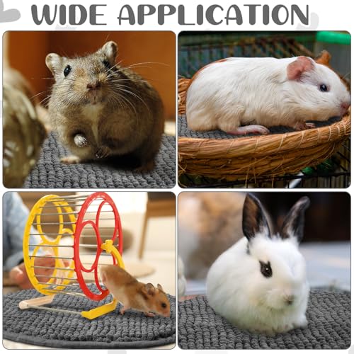 Amylove 4 Pcs Guinea Pig Cage Liner 12 Inch Round Washable Chenille Pee Pads Pet Dog Cat Bedding Training Mat Reusable for Small Animals Puppy Bunny Hamster Chinchilla - color: Dark Gray, size: Diameter 12 Inch, style: Low Pile Chenille