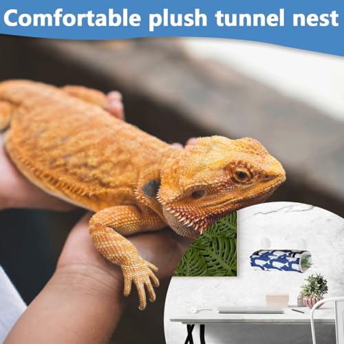 Plush Reptile Sleeping Bag Reptile Sleeping Bag Cushion for Small Pets Comfortable Plush Sleeping Bag for Lizards, Leopard Iguanas (Blue)
