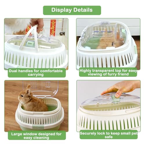 Hamster Carrier Guinea Pig Carrier 13 X 11 X 8 in Portable Hamster Travel Cage with Ventilation Holes Outdoor Small Pet Carrier for Rat Gerbil Rabbit Hedgehog Squirrel Mouse Bunny - color: Green
