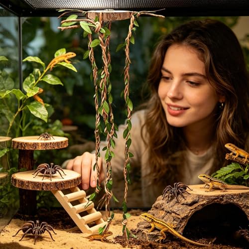 Jumping Spider Climbing Decor - 60g Reptile Cage Vines Enrichment | Comfortable Jumping Spider Enclosure Decor for Snakes Ball Pythons Chameleons Mantis Gecko Tortoise Frog Bearded Dragon