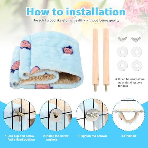 BWOGUE Winter Warm Bird Nest Bed Hanging Hammock Snuggle Hut Parrot House Tent Toy Bird Cage Perch for Parakeet Budgies Cockatiels Lovebird Cockatoo Finch Hamster Chinchilla Guinea Pig - color: Sky Blue, size: Medium (9"x7.2")