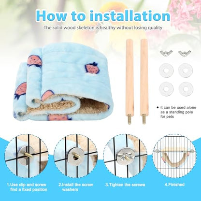 BWOGUE Winter Warm Bird Nest Bed Hanging Hammock Snuggle Hut Parrot House Tent Toy Bird Cage Perch for Parakeet Budgies Cockatiels Lovebird Cockatoo Finch Hamster Chinchilla Guinea Pig - color: Sky Blue, size: Medium (9"x7.2")