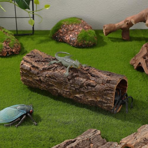 DECHOUS Natural Cork Bark for Reptile Hideout Round Cork Bark Tube Terrarium Accessories 7.8x3in Wood Tree Trunk Climbing Hide for Gecko Lizard Snake Spiders Bearded Dragons Tank Decor