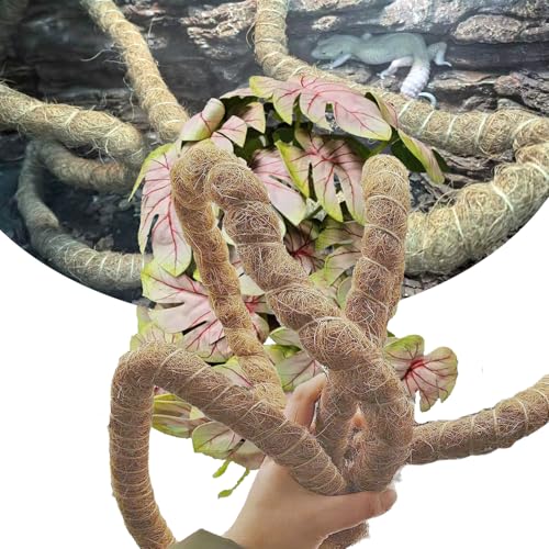Reptile Vine Sets, Natural Sturdy Reptile Vines for Climbing，Jungle Decor，Reptile Fake Plants for Terrarium Decor，Jungle Bendable Branch for Chameleon Gecko Snake Lizard (Pink) - color: Pink