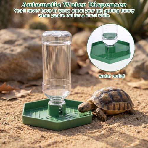 Reptile Water Dispenser, Tortoise Water Dish Bearded Dragon Water-Bowl | Tortoise Habitat Accessories Reptile Terrarium Automatic Water-Feeder-Dispenser for Reptiles Amphibians Turtle Chameleon (XL)