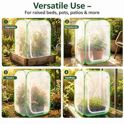 Pop Up Plant Tent, Zippered Mesh Grow Cage for Garden Pest Protection, Durable Reusable Plant Cover for Vegetables Fruits Flowers Against Birds & Insects for Outdoor Indoor Plants(24 x 24 x 36 Inches) - size: 24" x 24" x 36"