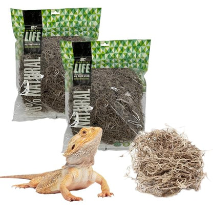 The Habitat Life - Natural Spanish Moss - for Reptiles, Amphibians & Invertebrates Terrariums - Humidity Control - Breathable Bedding - Dye-Free & Safe - Medium - 2 Pack - size: Medium (2-Pack), style: Spanish Moss