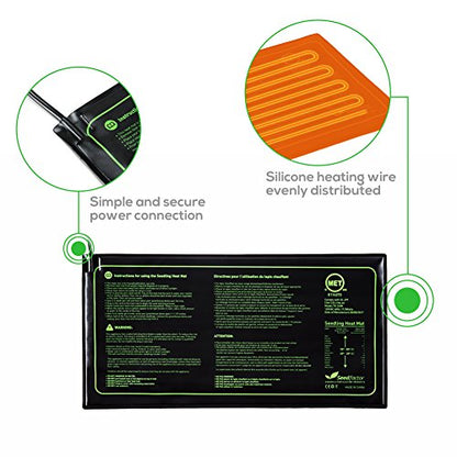 MET Certified Seedling Heat Mat, Seedfactor Waterproof Durable Germination Station Heat Mat, Warm Hydroponic Heating Pad for Indoor Home Gardening Seed Starter(10" x 20") - size: 1 Pack-10" X 20"