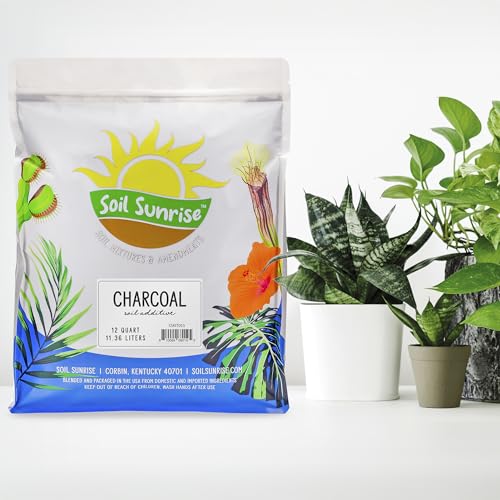 Soil Sunrise Horticultural Charcoal for Indoor Plants (12 Quarts) Hardwood Soil Additive for Orchids, Terrariums, and Gardening - size: 12 Quarts