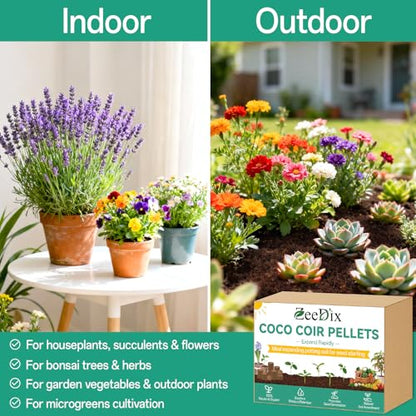 ZeeDix 100 Pcs (40mm) Compressed Coco Coir Fiber Potting Soil Seed Starters - Organic Coco Coir Pellet Fiber Soil for Planting Bonsai, Herbs, Plants, Flowers and Vegetables - size: 40mm