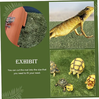 POPETPOP Fake Lawn Mat for Reptiles and Pets Washable Terrarium Liner Absorbent and Breathable Moss Carpet for Bearded Dragon Iguana Mat Accessory