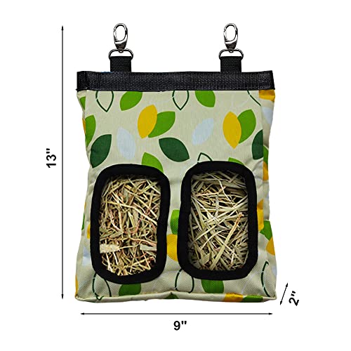 Guinea Pig Hay Feeder, Hanging Rabbit Hay Feeder Bag for Guinea Pigs Bunnies Chinchillas. M, Green Leaves - color: Greenleaves