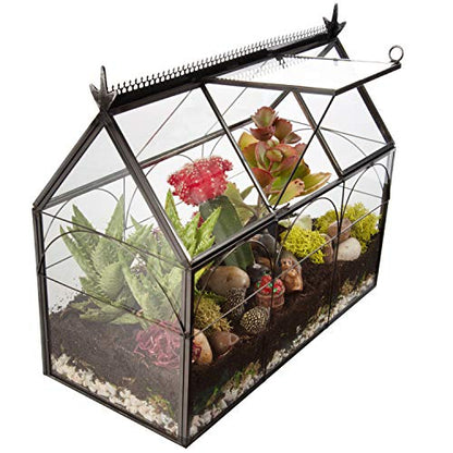 D'Eco Glass Greenhouse Centerpiece (10x4.5x9) - Spring Home Decor & Wedding Letterbox - Tabletop Geometric Planter Terrarium - Fill with Succulents, Moss, Flowers for Plant Lovers - size: Greenhouse
