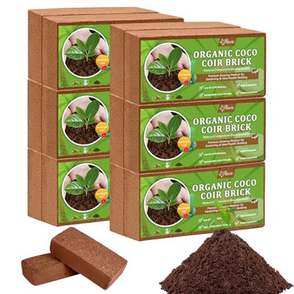 Riare 12pcs Organic Coco Coir Bricks Soil Blocks- 100% Natural Compressed Coco Peat Brick Coconut Fiber Substrate with Low EC& pH Balance, High Expansion Coco Coir Pith Coconut Husk for Garden - color: Pack of 12