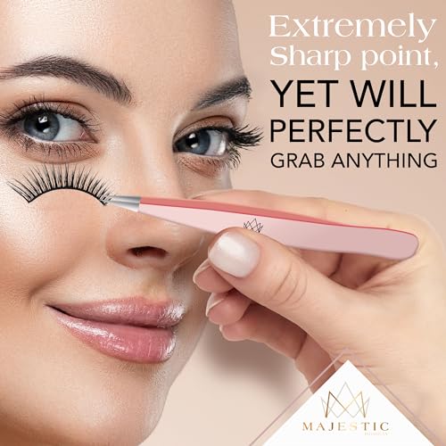 Surgical Tweezers for Ingrown Hair - Precision Sharp Needle Nose Pointed Tweezers for Splinters, Ticks & Glass Removal - Best for Eyebrow Hair, Facial Hair Removal (Light Pink) - color: Light Pink