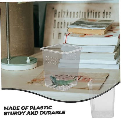 Toddmomy 3pcs Reptile Feeding Bins Spider Enclosures for Snails Small Turtles and Frogs Habitat Ventilation for Optimal