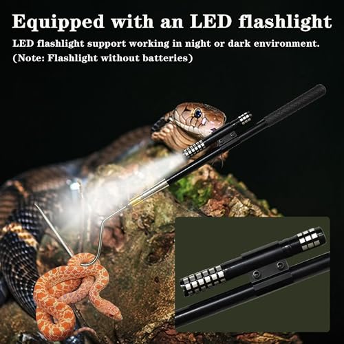 22"-64" Snake Grabber Hook Reptile Rattle Series Pick-up Handling Tool Kit for Catching Controlling Moving Snakes (Black) - color: BLACK