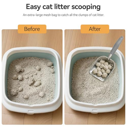 Cat Litter Scoop, Large Long Handle Kitty Metal Scooper, Heavy Duty Aluminum Deep Sifter, Ergonomic Non-Slip Grip, Rustproof Durable Poop Cleaner for Cat Litter Box - color: Gray, size: Large