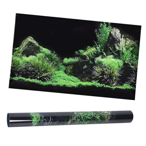 KANASI 3D Aquarium Poster, PVC Self Adhesive Underwater Seaweed Decorative Background Sticker for Reptile Terrarium Glass Jar Living Room Sofa TV Background Photo Wallpaper (61 * 40cm) - style: 61*40cm