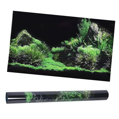 KANASI 3D Aquarium Poster, PVC Self Adhesive Underwater Seaweed Decorative Background Sticker for Reptile Terrarium Glass Jar Living Room Sofa TV Background Photo Wallpaper (61 * 40cm) - style: 61*40cm