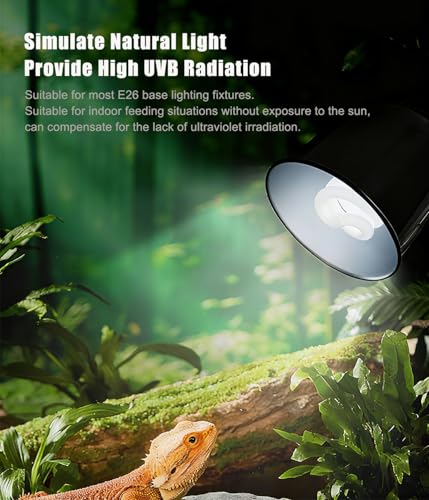 2 Pack E26 5.0 UVA UVB Reptile Light Bulb, 13W UVB Light Tropical Compact Fluorescent Terrarium Lamp for Chameleon Iguana Turtle Gecko Frog Snake