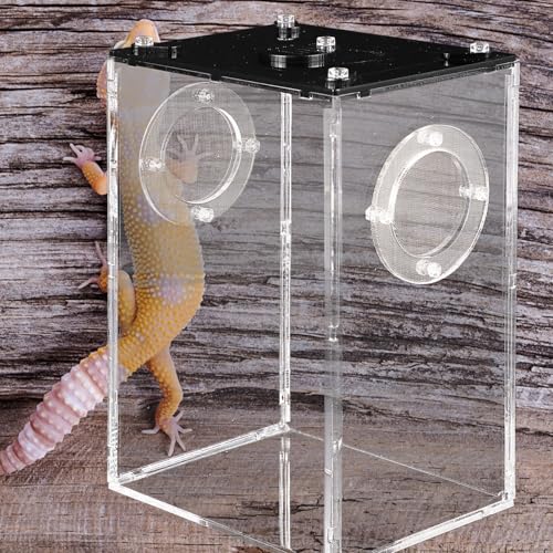 Homoyoyo Transparent Acrylic Reptile Box for Snakes Lizards Tarantulas Lightweight Breeding and Feeding Tank with Viewing Space Portable Habitat Suitable for Geckos Frogs Hermit Crabs and