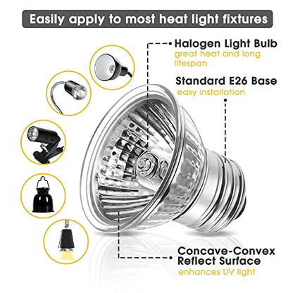 Briignite Reptile Heat Bulb 2 Pack, 50W UVA UVB Reptile Light Bulbs, Dimmable Heat Lamp Bulbs, Basking Light Bulb for Turtle, Beard Dragon Gecko Lizard Amphibians - color: Cream-50w Th09