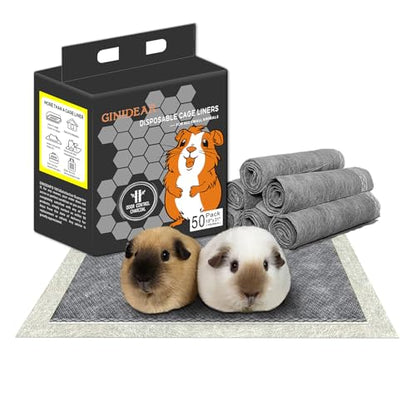 Guinea Pig Bedding, Disposable Guinea Pig Cage Liners, Charcoal Odor Controlling Absorbent Waterproof Pee Pads for Rabbits, Hamster and Other Small Animals. 18''x31'',50 Count - size: 50 count