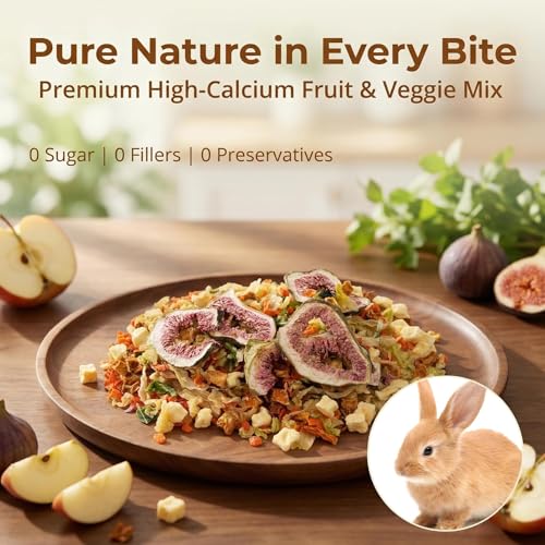 RAINFLOW High Calcium Dried Fruit & Vegetable - Birds & Small Pet Food Mix for Sugar Glider, Bird, Hamster, Parrot Treats Blend, Calcium Supplement for Bearded Dragon, Guinea Pig, Rabbit & More