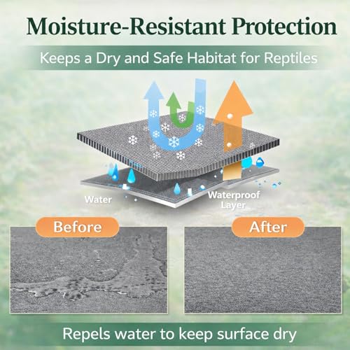 HERCOCCI 2 Pack Reptile Carpet, 39’’ x 20’’ Terrarium Bedding Substrate Liner Reptile Cage Mat Tank Accessories for Bearded Dragon Lizard Tortoise Leopard Gecko Snake (Grey) - color: Grey