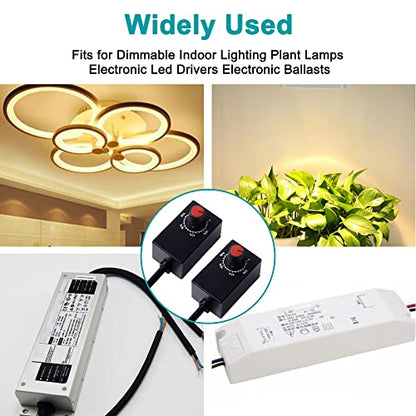 MEIRIYFA DC 0-10V Rotary LED Dimmer Knob Controller Mini Switch PWM Dimming for 0-10V or 1-10V Dimmable Interior Lighting Spotlight Grow Lamp LED Driver (2 Pack)