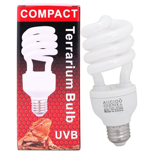 Aiicioo UVB Reptile Light 10.0 26W Desert UVB Spiral Compact Fluorescent Lamp UVB Reptile Light Bulb Tropical and Sub-Tropical UVB Bulb for Reptiles Bearded Dragons Lizards - size: UVB 10.0 26W