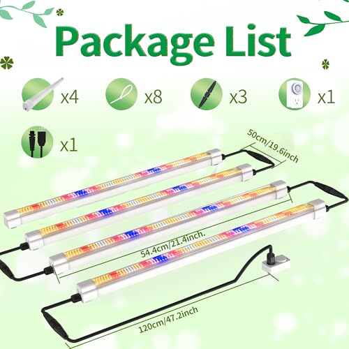 FARMLITE Grow Lights for Indoor Plants Full Spectrum Grow Light Strips for Indoor Plants Grow Lamp Led Seeding Grow Light (4 Pack) - size: 4 Pack