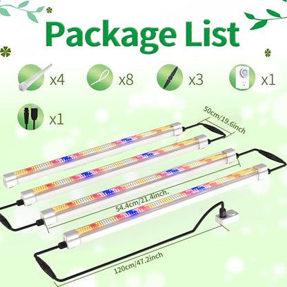 FARMLITE Grow Lights for Indoor Plants Full Spectrum Grow Light Strips for Indoor Plants Grow Lamp Led Seeding Grow Light (4 Pack) - size: 4 Pack