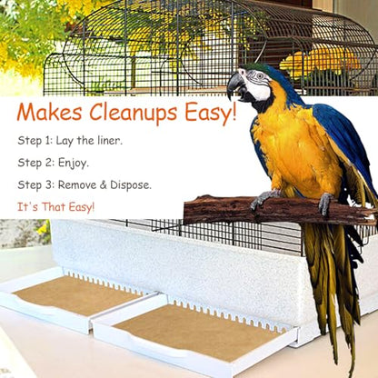 30PCS Bird Cage Liners - 13.8x13.8 Inch Leak-Proof Disposable Tray Pads for Parrots, Parakeets, Cockatiels, Lovebirds | Easy-Clean Cage Bottom Paper | Customizable Size