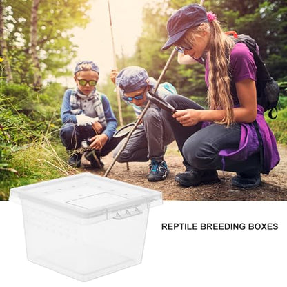 Mipcase Transparent Reptile Breeding Boxes 2.67X2.16X1.77In Small Feeding Cage Tank for Snakes Lizards Geckos and Insects with Secure Lid for Safe Habitat