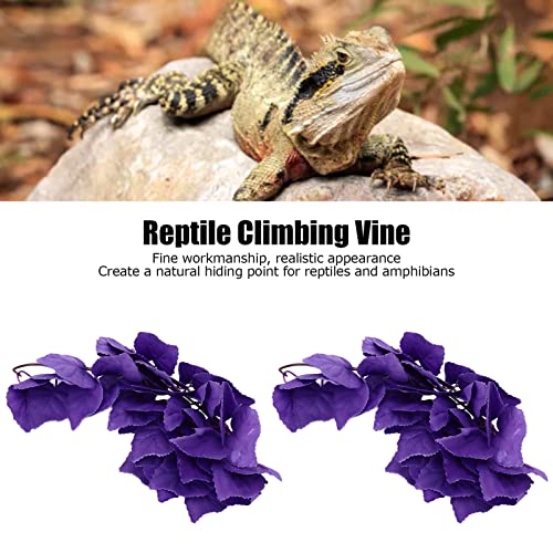 2pcs Reptile Plants, Lifelike Plastic Hanging Terrarium Plants with Suction Cups, Artificial Reptile Plants Reptile Terrarium Plants Tank Accessories for Hermit Crab Geckos