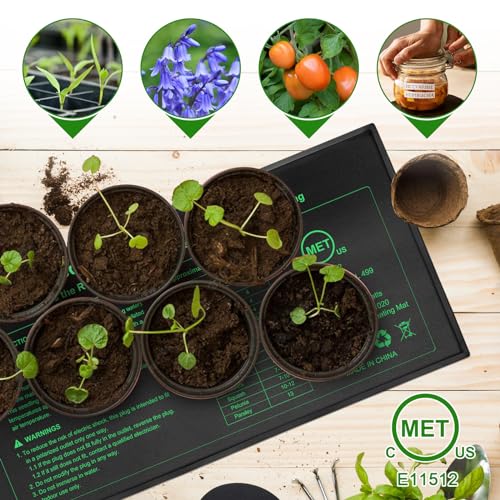 Seedling Heat Mat 8 Pack, 10" x 20.75" MET-Certified Warm Hydroponic Heating Pad, Waterproof Warm Hydroponic Plant Heating Mat for Germination, Greenhouse Grow Seed Starter - size: 10''x20.75'' 8 pack