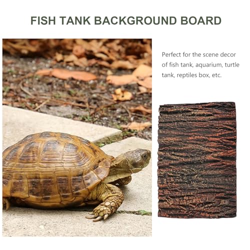 Outanaya Tortoise Tank Decorative Board and Aquarium Background Board Emulated Oak Bark 3D Pu Thin Landscape Panel for Reptile Terrarium and Turtle Habitat